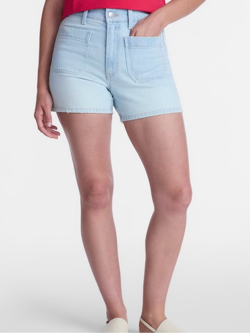Time and Tru Size 16 Women's High Rise Patch Pocket Denim Shorts 4" Inseam
